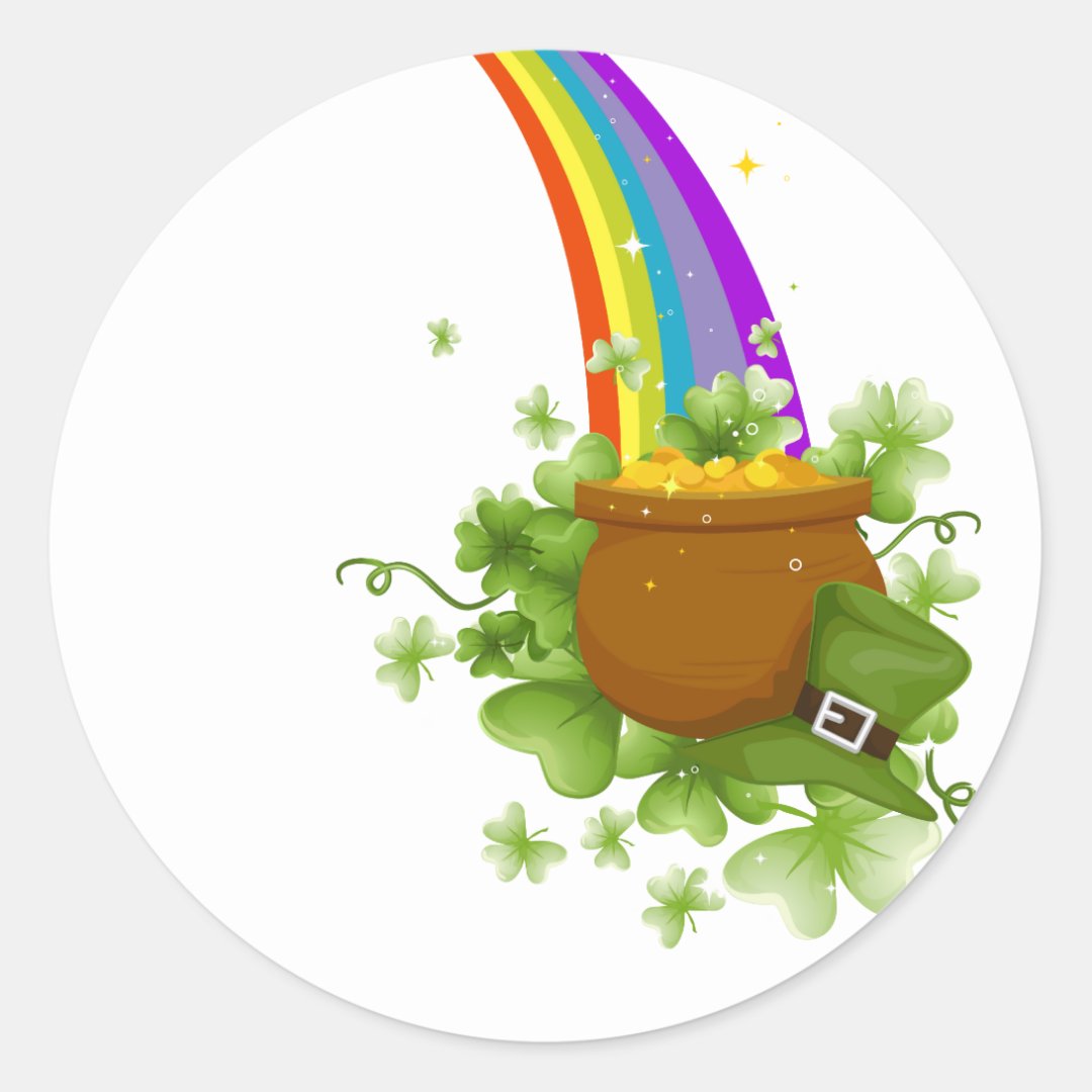 Pot of Gold Classic Round Sticker | Zazzle