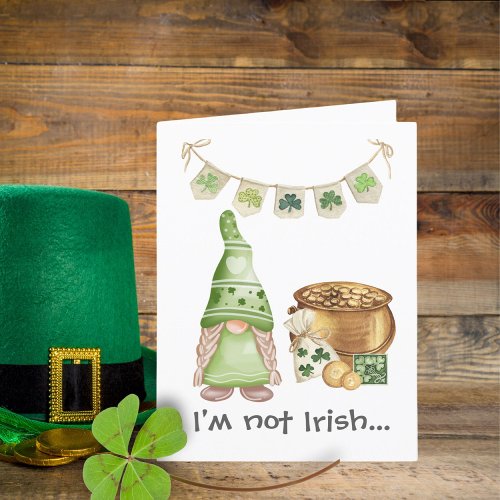 Pot of Gold Flirty Gnome Funny St Patrick Day Card