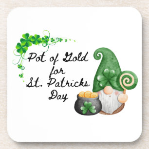 Pot of Gold for St Patricks Day on a Beverage Coaster