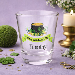 Pot of Gold Happy St. Patrick's Day Shot Glass