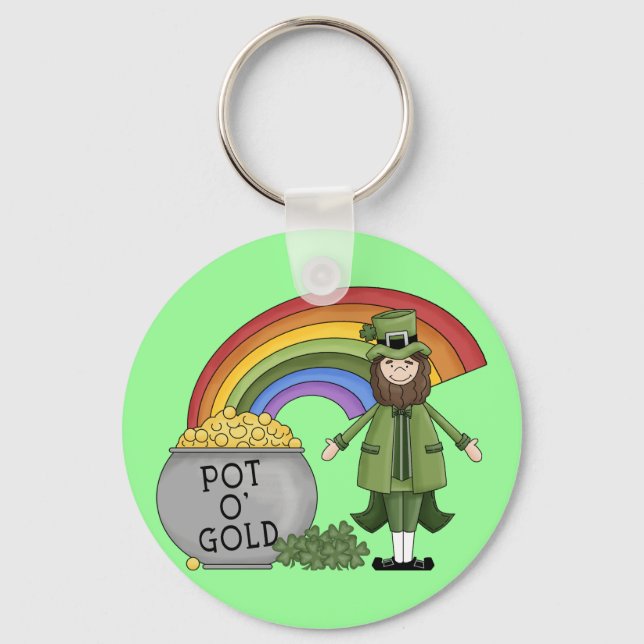 Pot of Gold Leprechaun Keychain (Front)