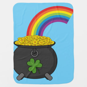 Pot of Gold Rainbow Cartoon Baby Blanket