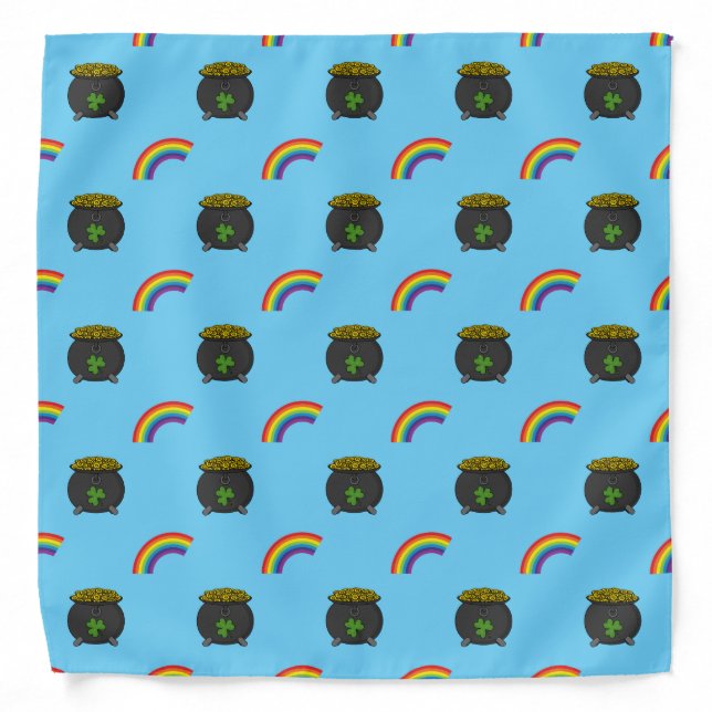 Pot of Gold Rainbow Cartoon Bandana (Front)