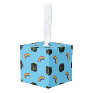 Pot of Gold Rainbow Cartoon Cube Ornament