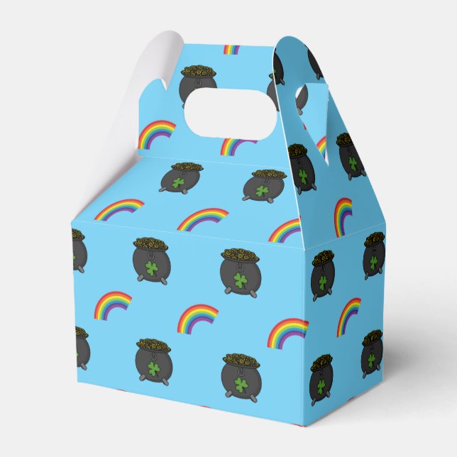 Pot of Gold Rainbow Cartoon Favor Boxes (Front Side)