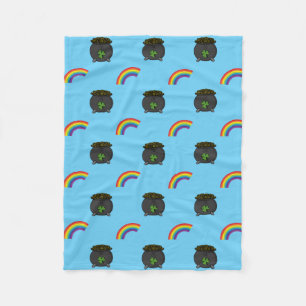 Pot of Gold Rainbow Cartoon Fleece Blanket