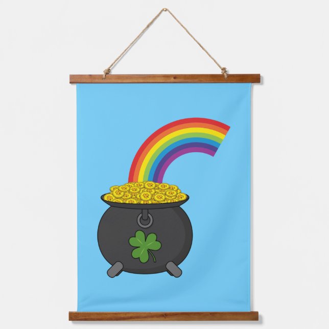 Pot of Gold Rainbow Cartoon Hanging Tapestry (Front)