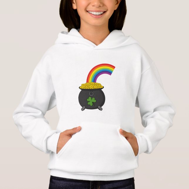 Pot of Gold Rainbow Cartoon Hoodie (Front)