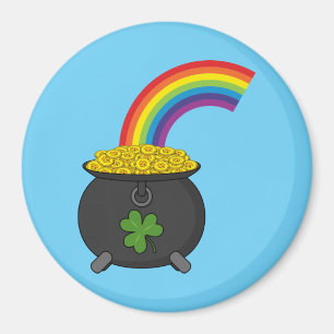 Pot of Gold Rainbow Cartoon Magnet