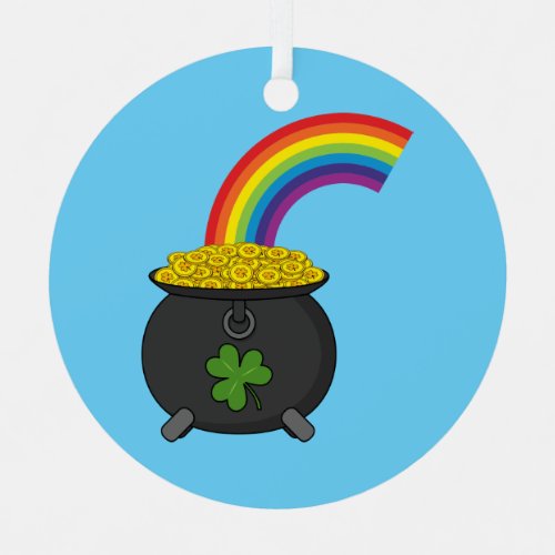 Pot of Gold Rainbow Cartoon Metal Ornament