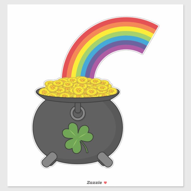 Pot of Gold Rainbow Cartoon Sticker (Sheet)