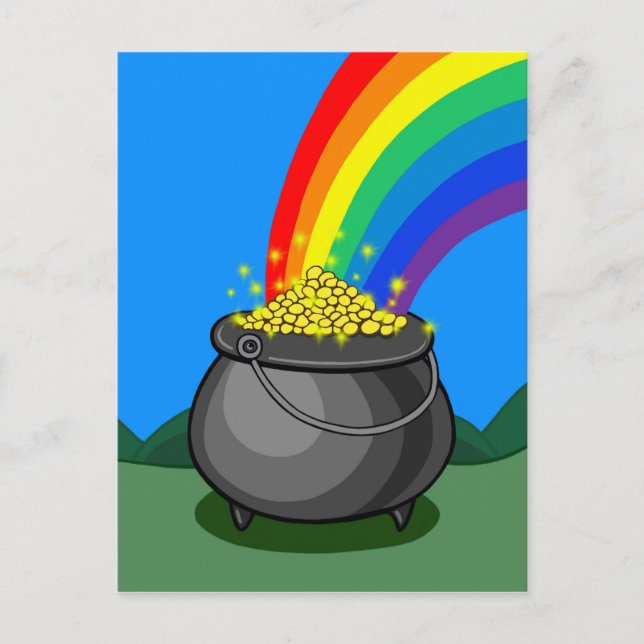 Pot of Gold & Rainbow Postcard (Front)