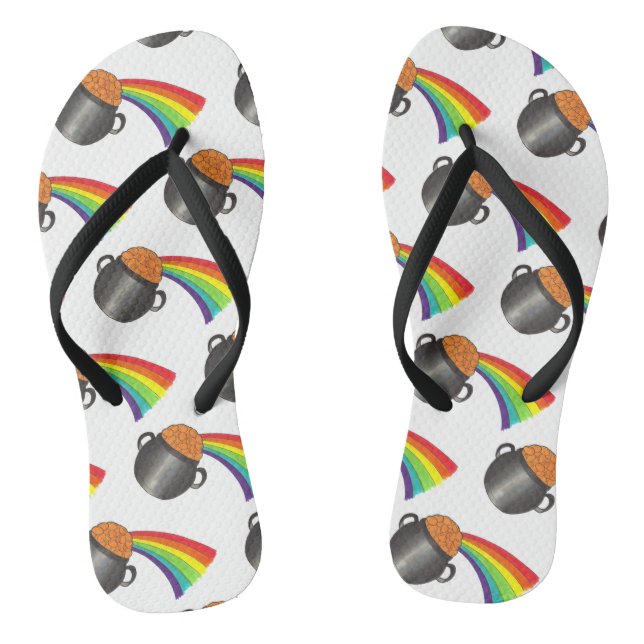Pot of Gold Rainbow Saint Patrick's Day Party Flip Flops (Footbed)