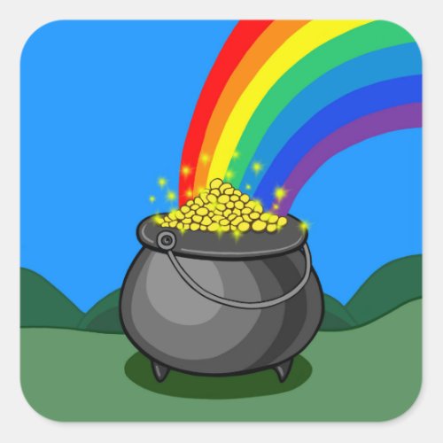 Pot of Gold  Rainbow Square Sticker