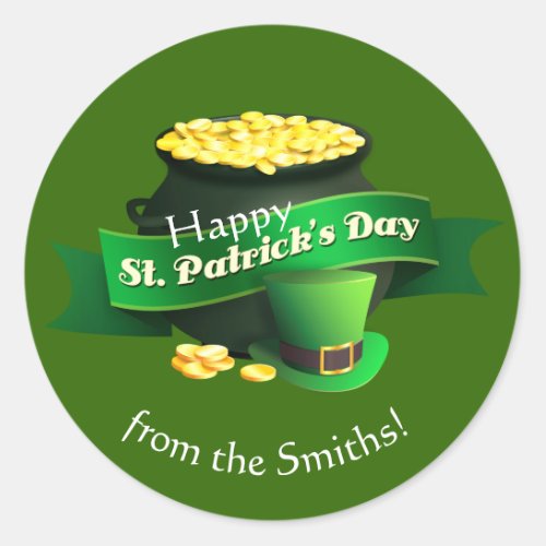Pot of Gold St Patricks Day Classic Round Sticker