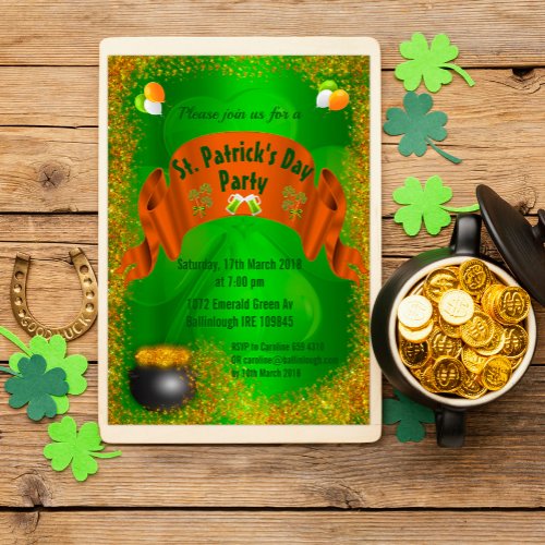 Pot of Gold St Patricks Day Invitation