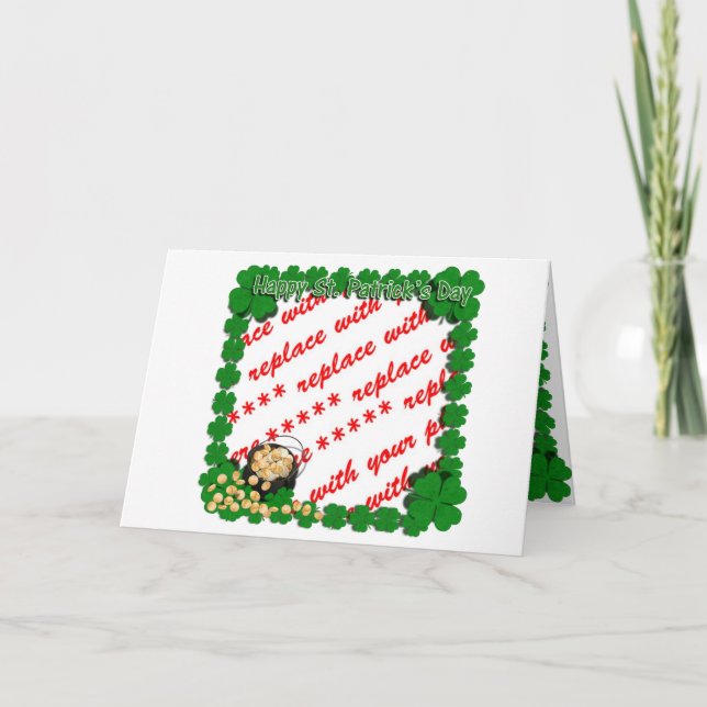 Pot of Gold w/Clover Framing for St Patrick's Day Card (Front)