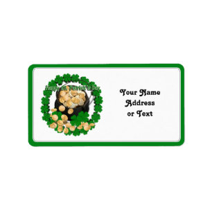 Pot of Gold w/Clover Framing for St Patrick's Day Label