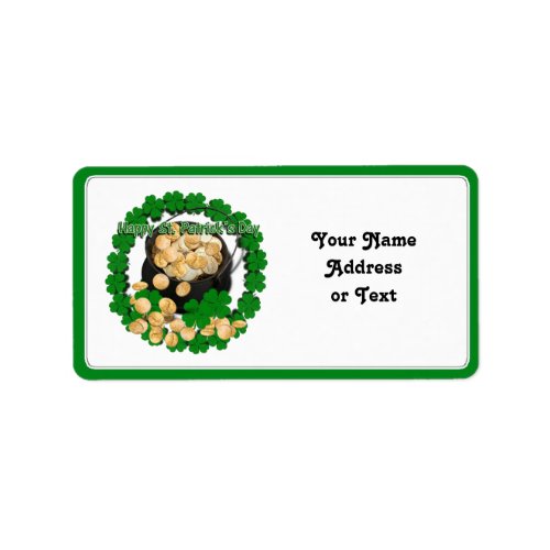 Pot of Gold wClover Framing for St Patricks Day Label
