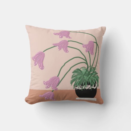 Pot of Lavender Flowers Throw Pillow