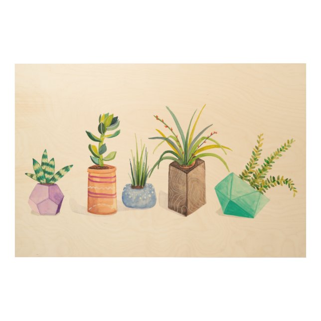 Pot of Succulents Wood Wall Art (Front)