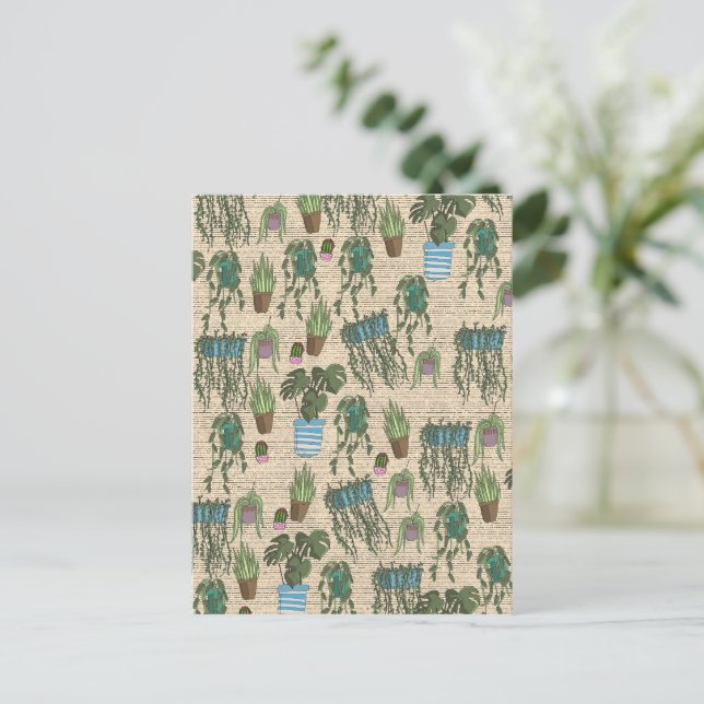 Pot Plants Pattern Postcard (Standing Front)