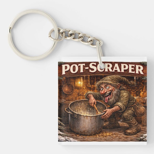 Pot Scraper Icelandic Yule Lad  Keychain (Front)