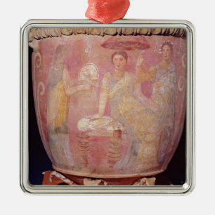 Pot with a scene of women bathing metal ornament