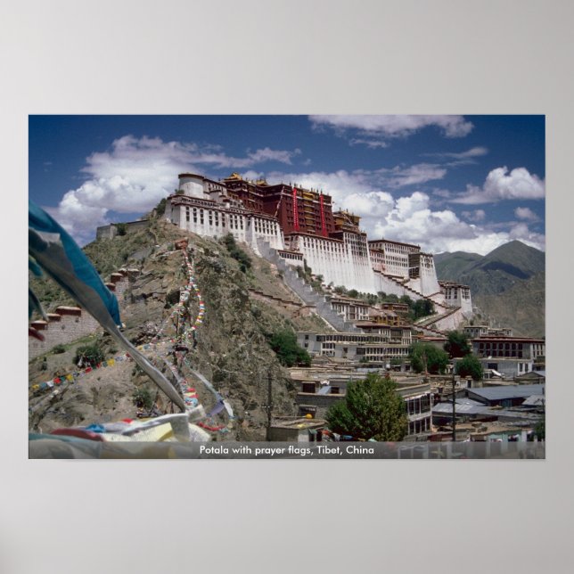 Potala with prayer flags, Tibet, China Poster (Front)