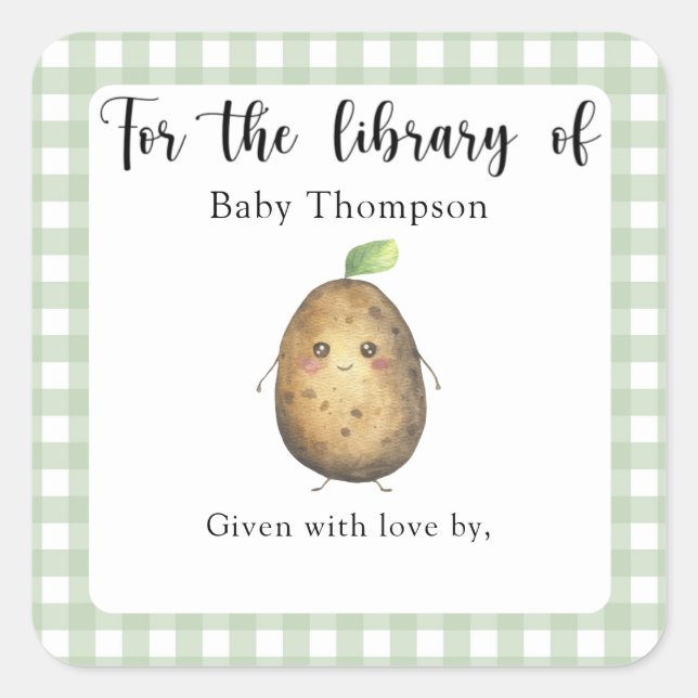 Potato Baby Shower bookplate - for the library of (Front)