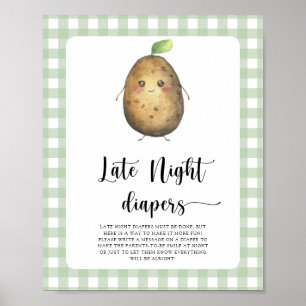 Potato baby shower - Late night diapers game Poster