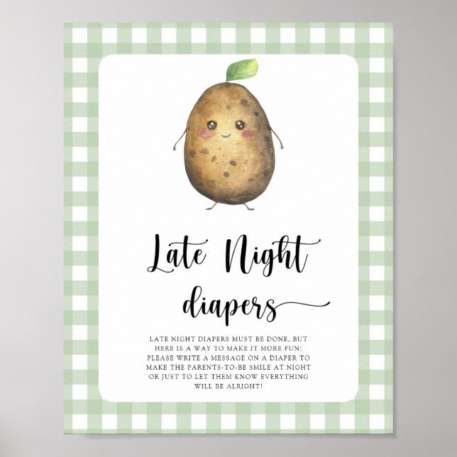 Potato baby shower - Late night diapers game Poster (Front)