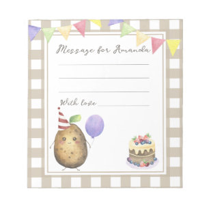 Potato birthday time capsule message notepad