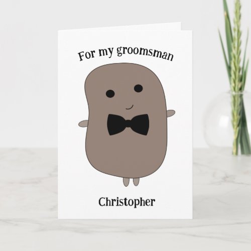 Potato Bow Tie Groomsman Folded Greeting Card