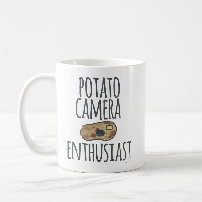 Potato Camera Enthusiast Goofy Photography Humor Coffee Mug (Left)
