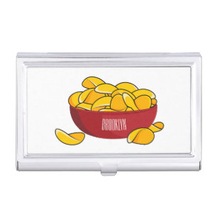 Potato chip cartoon illustration  business card case