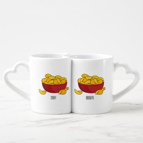 Potato chip cartoon illustration  coffee mug set