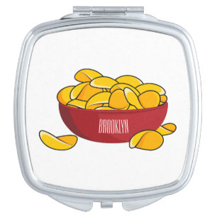 Potato chip cartoon illustration  compact mirror