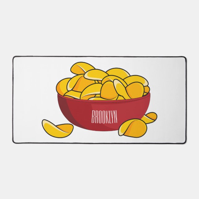 Potato chip cartoon illustration  desk mat (Front)