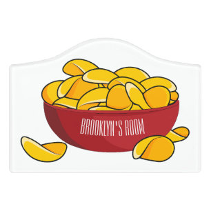Potato chip cartoon illustration door sign