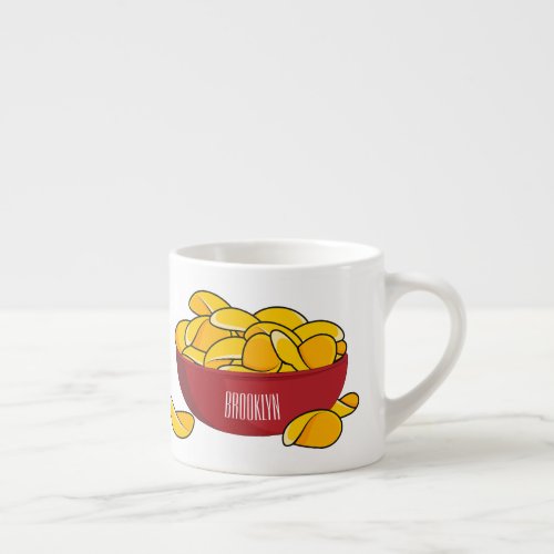 Potato chip cartoon illustration  espresso cup