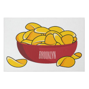 Potato chip cartoon illustration  faux canvas print