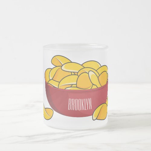 Potato chip cartoon illustration  frosted glass coffee mug