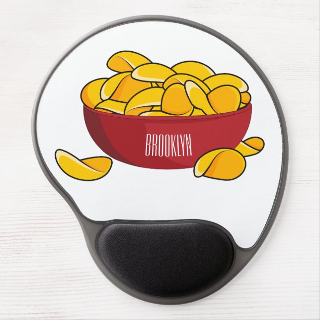 Potato chip cartoon illustration  gel mouse pad (Front)