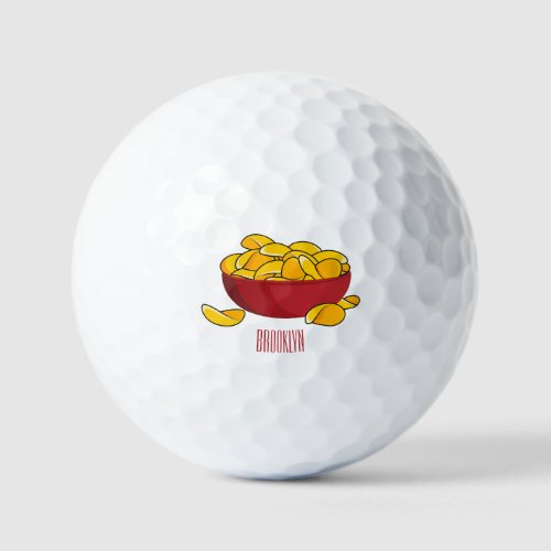 Potato chip cartoon illustration  golf balls