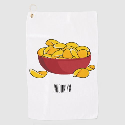 Potato chip cartoon illustration  golf towel