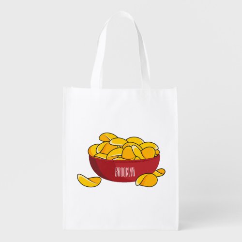Potato chip cartoon illustration  grocery bag
