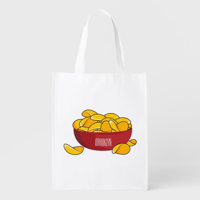Potato chip cartoon illustration  grocery bag (Front)