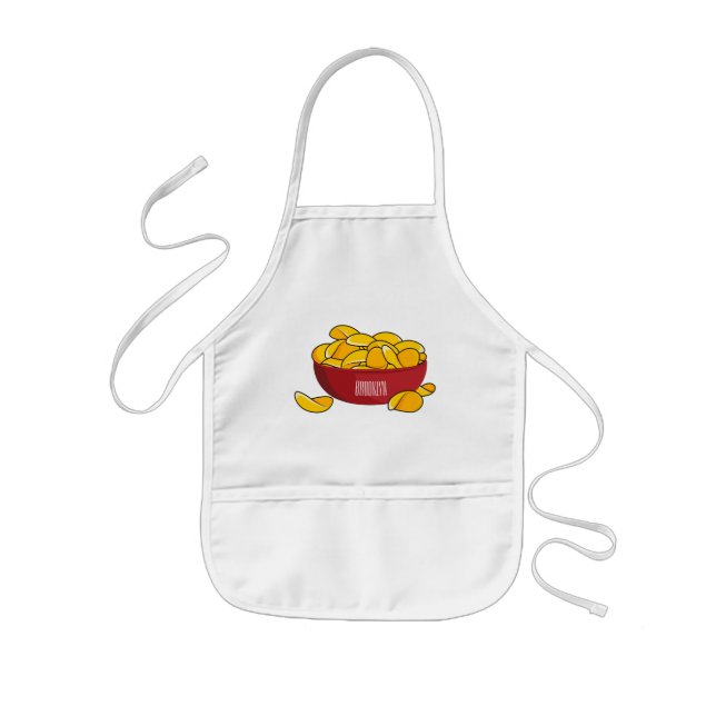 Potato chip cartoon illustration  kids' apron (Front)