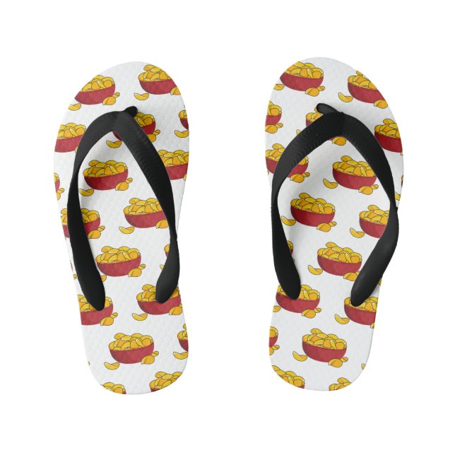 Potato chip cartoon illustration  kid's flip flops (Footbed)